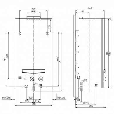 Dujinė karšto vandens šildymo kolonėlė Vaillant MAG mini 114/1 I (H-INT) 3